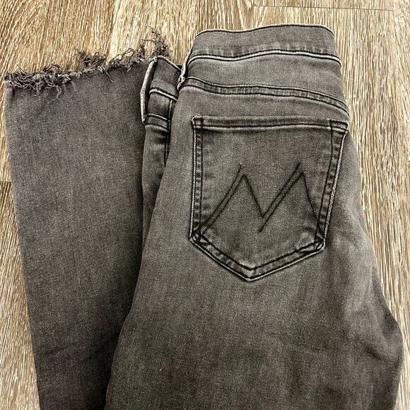 GUC Mother The Rascal Ankle Snippet Jeans 27 Dear Mr. Black Cropped Slim Raw Hem - Picture 6 of 13